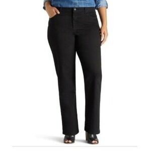 Lee Women's Relaxed Fit‎ Straight Leg Mid Rise Black Plus Size Jeans 18W Long